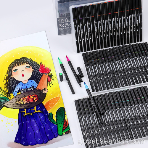 72/100 Color Dual Tip Brush Pen 72/100 Color dual tip brush color markers pens Supplier